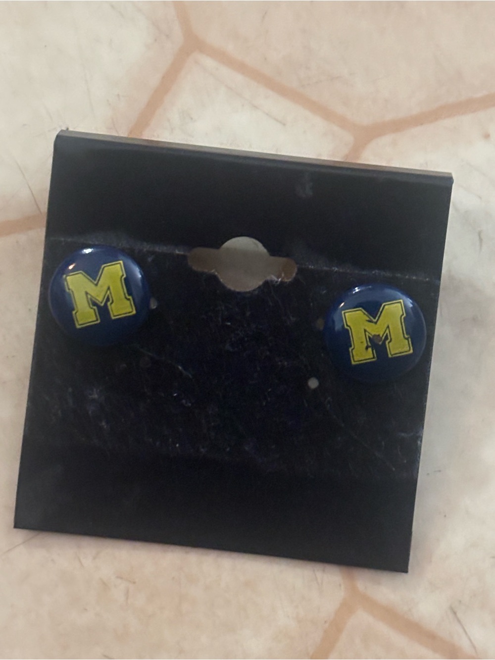 Michigan Stud Earrings on Black Display Card
